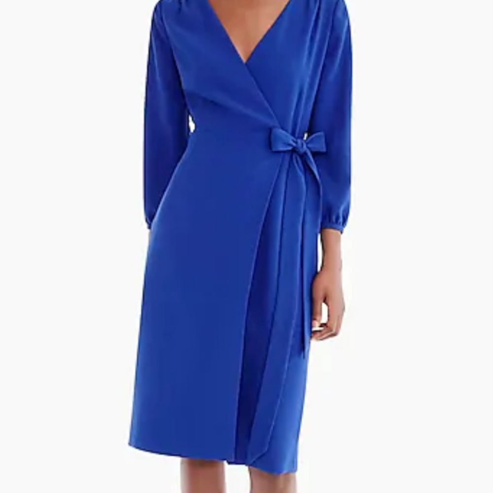 J. Crew Wrap Dress 365 Crepe Bright Ocean Blue 0